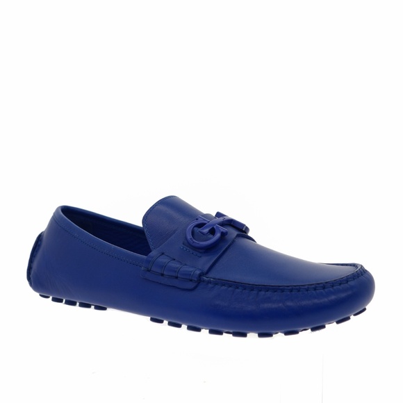 Salvatore Ferragamo Grazioso Gancini Loafers Blue Leather Size 9 New main image 5